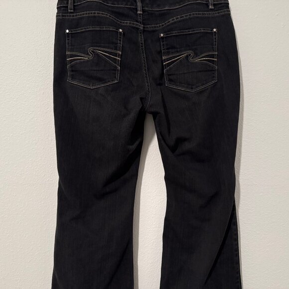 White House Black Market Blanc Flare Leg Black Jeans Pants Sz 14S (35x29) - Picture 8 of 13